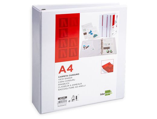 Carpeta Canguro 4 Anillas Mixtas 55Mm Liderpapel A4 Plastico Blanca