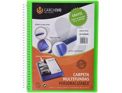 Carpeta carchivo archivex polipropileno canguro escaparate con espiral 40 fundas cierre gomas din a4