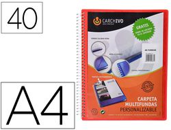 Carpeta carchivo archivex polipropileno canguro escaparate con espiral 40 fundas cierre gomasdin a4