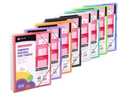 Carpeta carchivo archivex polipropileno canguro escaparate con espiral 40 fundas cierre gomasdin a4