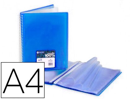 Carpeta carchivo archivex star escaparate con espiral 40 fundas din a4 azul