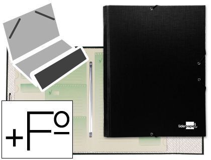 Carpeta Clasificadora Liderpapel 12 Departamentos Folio Prolongado Carton Forrado Negra