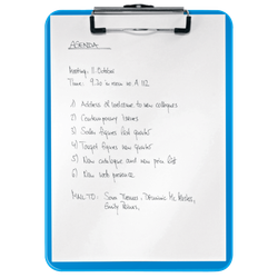 Carpeta con pinza metálica WOW. Fabricada en PS. DIN A4, azul