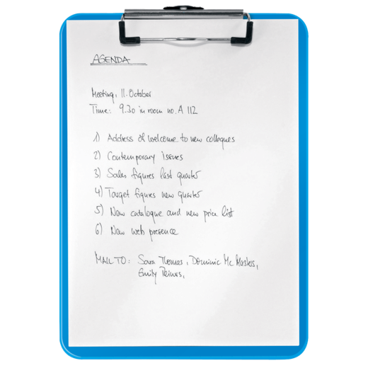 Carpeta con pinza metálica WOW. Fabricada en PS. DIN A4, azul