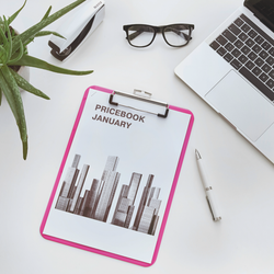 Carpeta con pinza metálica WOW. Fabricada en PS. DIN A4, fucsia