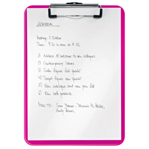 Carpeta con pinza metálica WOW. Fabricada en PS. DIN A4, fucsia