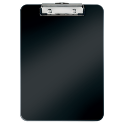 Carpeta con pinza metálica WOW. Fabricada en PS. DIN A4, negro