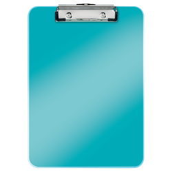 Carpeta con pinza metálica WOW. Fabricada en PS. DIN A4, turquesa