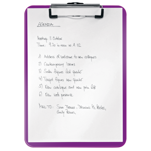 Carpeta con pinza metálica WOW. Fabricada en PS. DIN A4, violeta