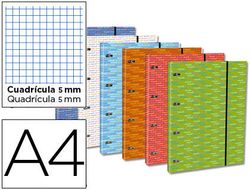 Carpeta con Recambio Liderpapel A4 Cuadro 5 mm 120 Hojas 80 G Forrada 4 Anillas 40 mm Redondas