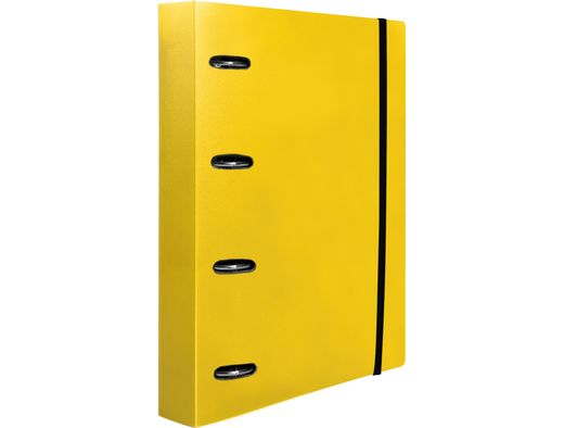 Carpeta con recambio liderpapel a4 cuadro 5mm 100 hojas 80g polipropileno 4 anillas 40mm amarillo fluor