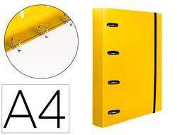 Carpeta con recambio liderpapel a4 cuadro 5mm 100 hojas 80g polipropileno 4 anillas 40mm amarillo fluor