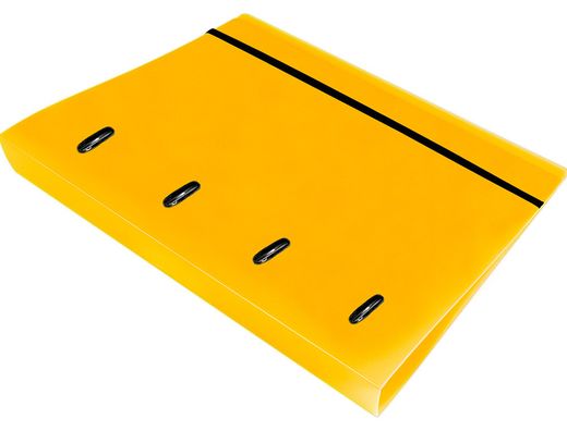 Carpeta con recambio liderpapel a4 cuadro 5mm 100 hojas 80g polipropileno 4 anillas 40mm amarillo fluor