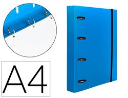 Carpeta con recambio liderpapel a4 cuadro 5mm 100 hojas 80g polipropileno 4 anillas 40mm azul translucido