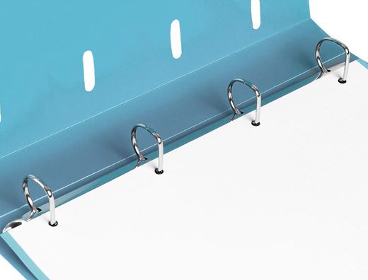 Carpeta con recambio liderpapel a4 cuadro 5mm 100 hojas 80g polipropileno 4 anillas 40mm celeste opaco