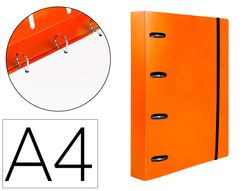 Carpeta con recambio liderpapel a4 cuadro 5mm 100 hojas 80g polipropileno 4 anillas 40mm naranja fluor