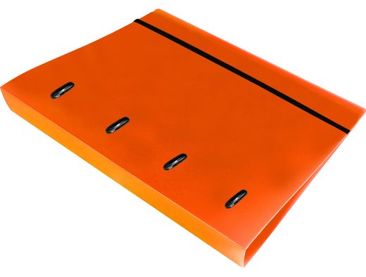 Carpeta con recambio liderpapel a4 cuadro 5mm 100 hojas 80g polipropileno 4 anillas 40mm naranja fluor