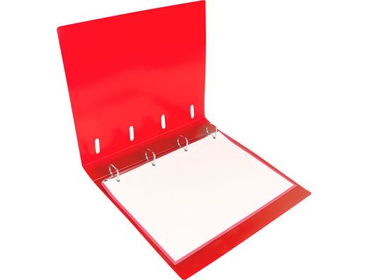 Carpeta con recambio liderpapel a4 cuadro 5mm 100 hojas 80g polipropileno 4 anillas 40mm rojo translucido