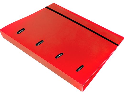 Carpeta con recambio liderpapel a4 cuadro 5mm 100 hojas 80g polipropileno 4 anillas 40mm rojo translucido