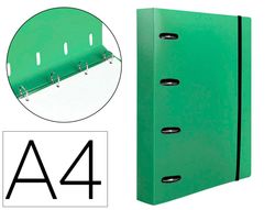Carpeta con recambio liderpapel a4 cuadro 5mm 100 hojas 80g polipropileno 4 anillas 40mm verde manzana