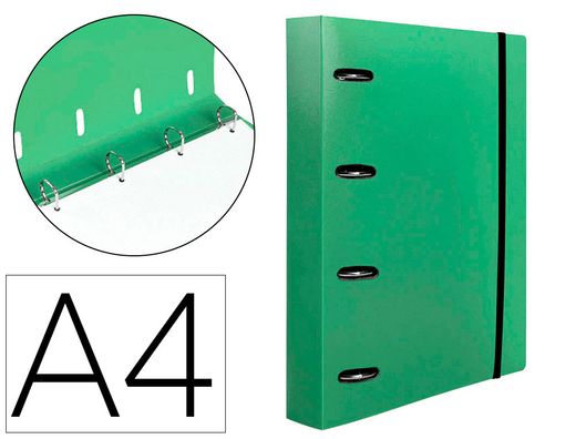 Carpeta con recambio liderpapel a4 cuadro 5mm 100 hojas 80g polipropileno 4 anillas 40mm verde manzana