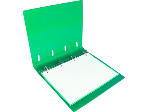 Carpeta con recambio liderpapel a4 cuadro 5mm 100 hojas 80g polipropileno 4 anillas 40mm verde translucido