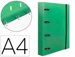 Carpeta con recambio liderpapel a4 cuadro 5mm 100 hojas 80g polipropileno 4 anillas 40mm verde translucido