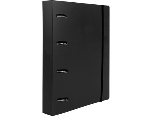 Carpeta con recambio liderpapel a4 cuadro 5mm 100 hojas 80g polipropileno 4 anillas mixtas 25mm negro