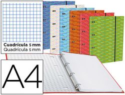 Carpeta con Recambio Liderpapel A4 Cuadro 5Mm Forrada 4 Anillas 20Mm