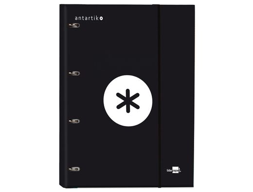 Carpeta con Recambio Liderpapel Antartik A4 Cuadro 5 mm Forrada 4 Anillas 25Mm Color Negro