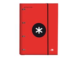Carpeta con Recambio Liderpapel Antartik A4 Cuadro 5 mm Forrada 4 Anillas 25Mm Color Rojo