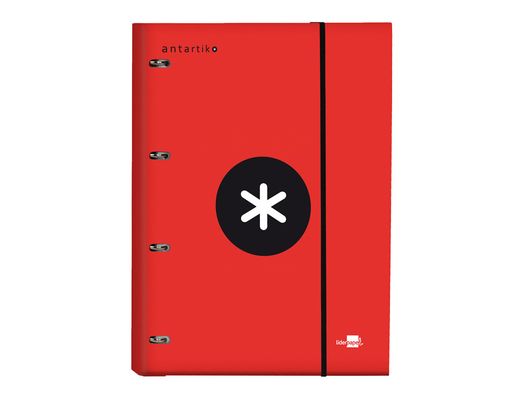 Carpeta con Recambio Liderpapel Antartik A4 Cuadro 5 mm Forrada 4 Anillas 25Mm Color Rojo