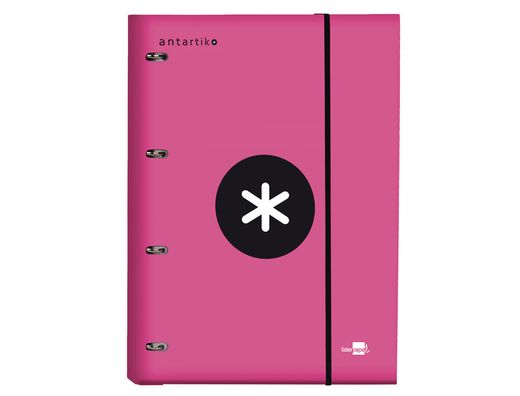 Carpeta con Recambio Liderpapel Antartik A4 Cuadro 5 mm Forrada 4 Anillas 25Mm Color Rosa