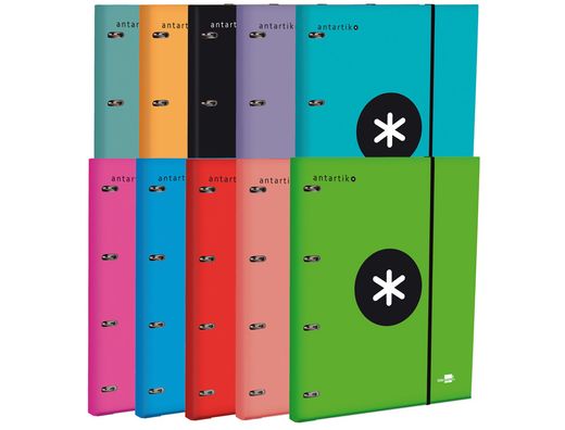 Carpeta con Recambio Liderpapel Antartik A4 Cuadro 5 mm Forrada 4 Anillas 25Mm Colores Surtidos