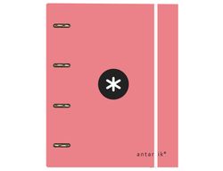Carpeta con recambio liderpapel antartik a4 cuadro 5mm forrada 4 anillas 25mm color coral