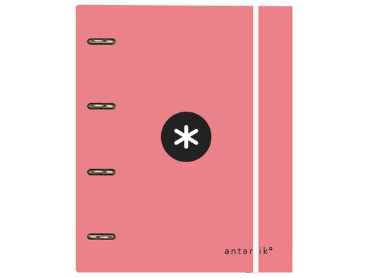 Carpeta con recambio liderpapel antartik a4 cuadro 5mm forrada 4 anillas 25mm color coral