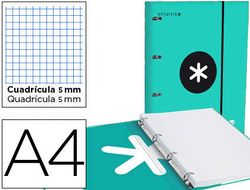 Carpeta con recambio liderpapel antartik a4 cuadro 5mm forrada 4 anillas 25mm color lavanda lila