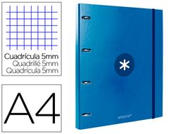 Carpeta con recambio liderpapel antartik a4 cuadro 5mm forrada 4 anillas redondas 25mm color azul