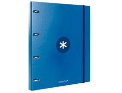 Carpeta con recambio liderpapel antartik a4 cuadro 5mm forrada 4 anillas redondas 25mm color azul