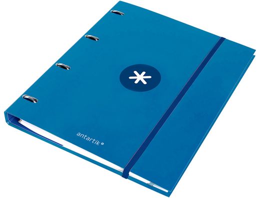 Carpeta con recambio liderpapel antartik a4 cuadro 5mm forrada 4 anillas redondas 25mm color azul