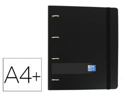 Carpeta con recambio oxford europeanbinder polyfoam 4 anillas 35 mm din a4+ tapa extradura con gomilla negra