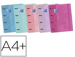 Carpeta con recambio oxford europeanbinder touch pastel 4 anillas 35 mm din a4+ tapa extradura con gomilla colores