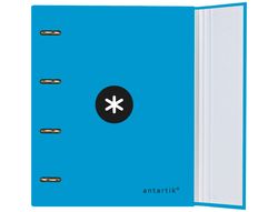 Carpeta con Recambio y Solapa Antartik A4 Cuadro 5 mm Forrada 4 Anillas Color Azul