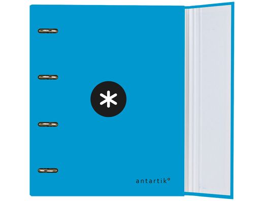 Carpeta con Recambio y Solapa Antartik A4 Cuadro 5 mm Forrada 4 Anillas Color Azul