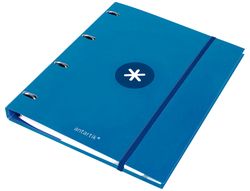 Carpeta con recambio y solapa liderpapel antartik a4 cuadro 5 mm forrada 4 anillas redondas 40mm color azul