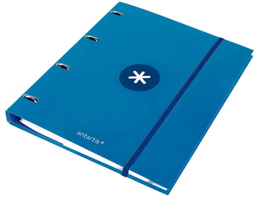 Carpeta con recambio y solapa liderpapel antartik a4 cuadro 5 mm forrada 4 anillas redondas 40mm color azul
