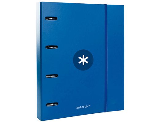 Carpeta con recambio y solapa liderpapel antartik a4 cuadro 5 mm forrada 4 anillas redondas 40mm color azul