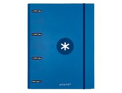 Carpeta con recambio y solapa liderpapel antartik a4 cuadro 5 mm forrada 4 anillas redondas 40mm color azul