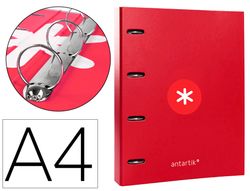 Carpeta con recambio y solapa liderpapel antartik A4 cuadro 5 mm forrada 4 anillas redondas 40mm color frambuesa