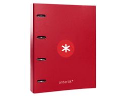 Carpeta con recambio y solapa liderpapel antartik A4 cuadro 5 mm forrada 4 anillas redondas 40mm color frambuesa